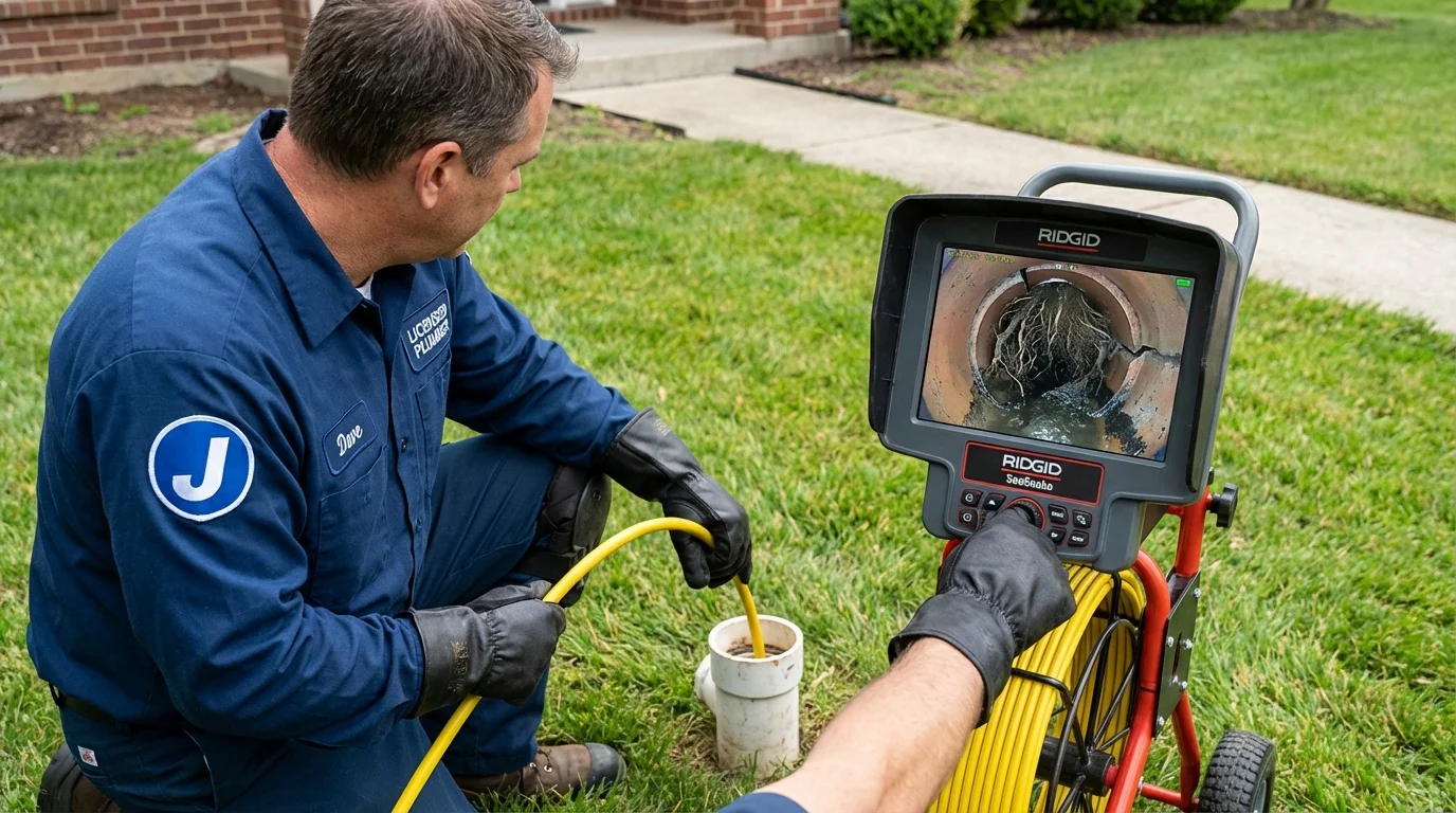Sewer camera inspection being performed by Johns Plumbing LLC in Uniontown